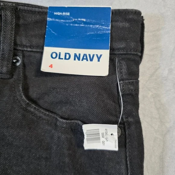 Old Navy Womens High Rise Black Denim Mini Skirt Raw Hem Size 4 - Picture 3 of 8